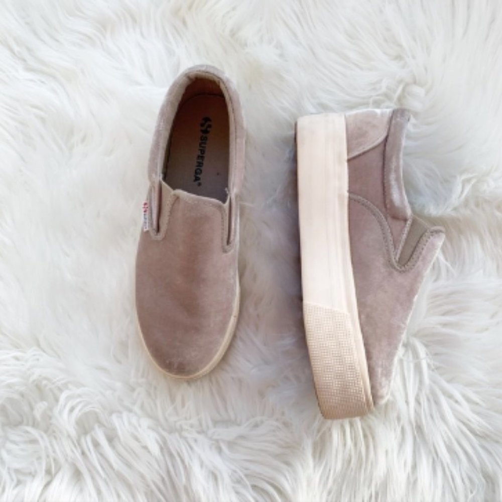 Superga Velvet Platform Slip On Shoe